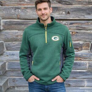 Green Bay Packers Men's Quarterzip Sweater, Size L, Stay Gameday Warm!
